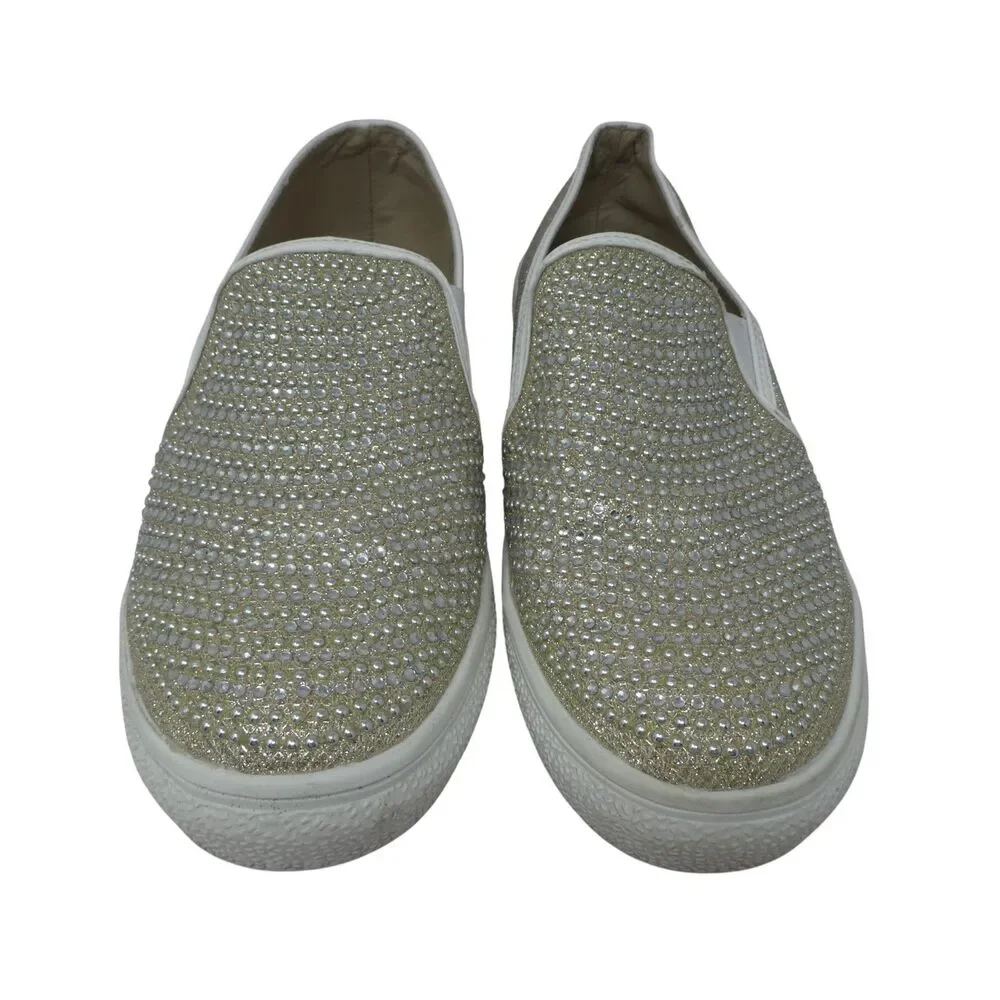 Hot Tomato Reactor Silver Rhinestone Bling Slip On Sneakers Loafers